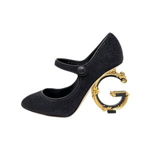 Dolce & Gabbana Baroque DG‎ Heel Mary Jane Pumps Black EU 38